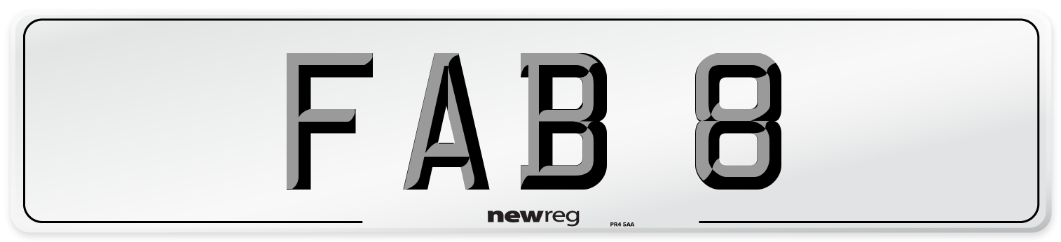 FAB 8 Number Plate from New Reg